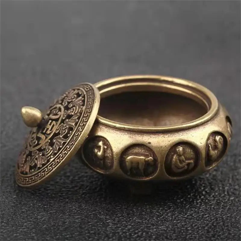 Celestial Zodiac Brass Incense Burner