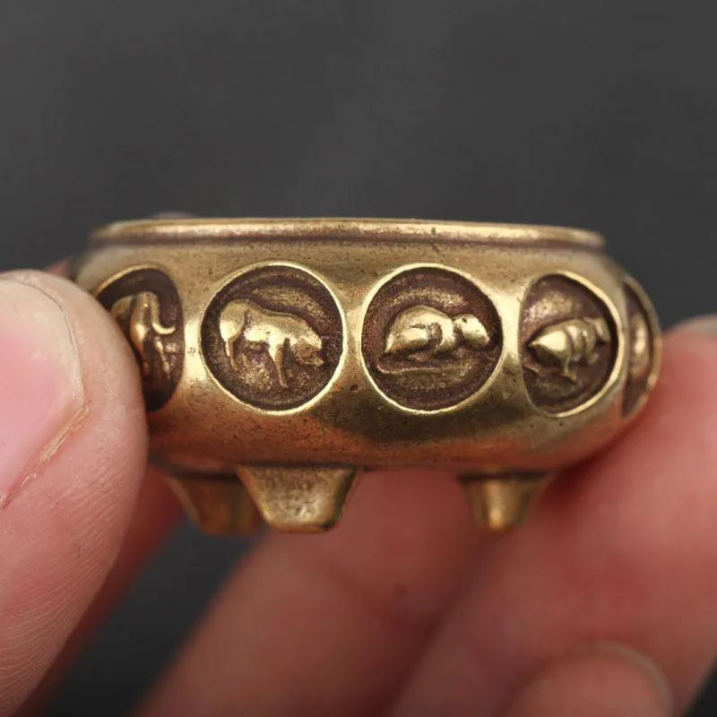 Celestial Zodiac Brass Incense Burner