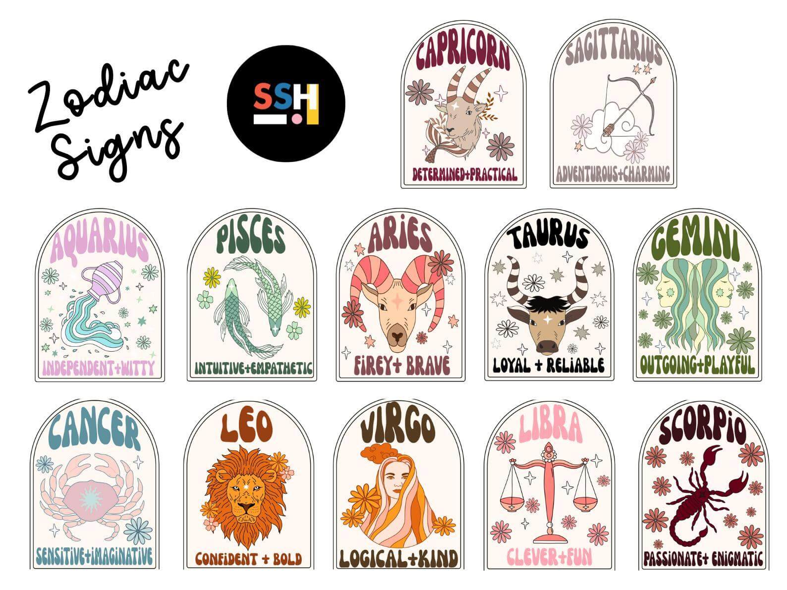 Zodiac Glass Cups & Tumblers